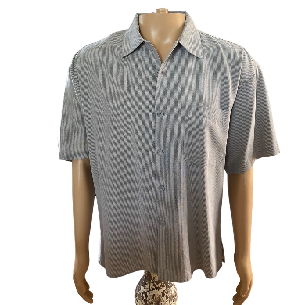 🤑10/$100 Jay Y. Ko gray collar short sleeve button down vintage shirt M